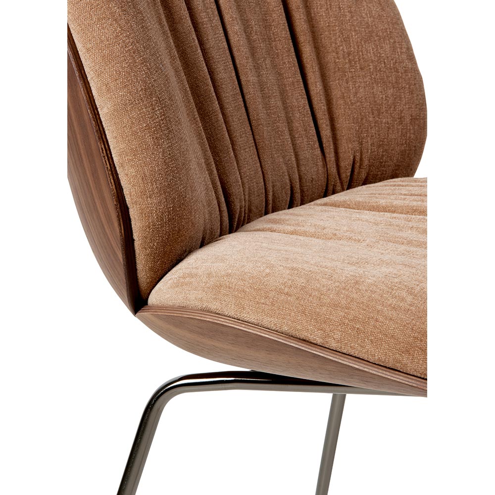 Beetle Soft Front Upholstered Dining Chair - Veneer shell, Conic Base
