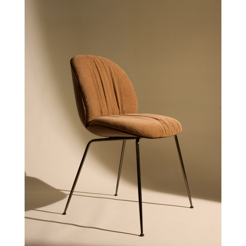 Beetle Soft Front Upholstered Dining Chair - Veneer shell, Conic Base