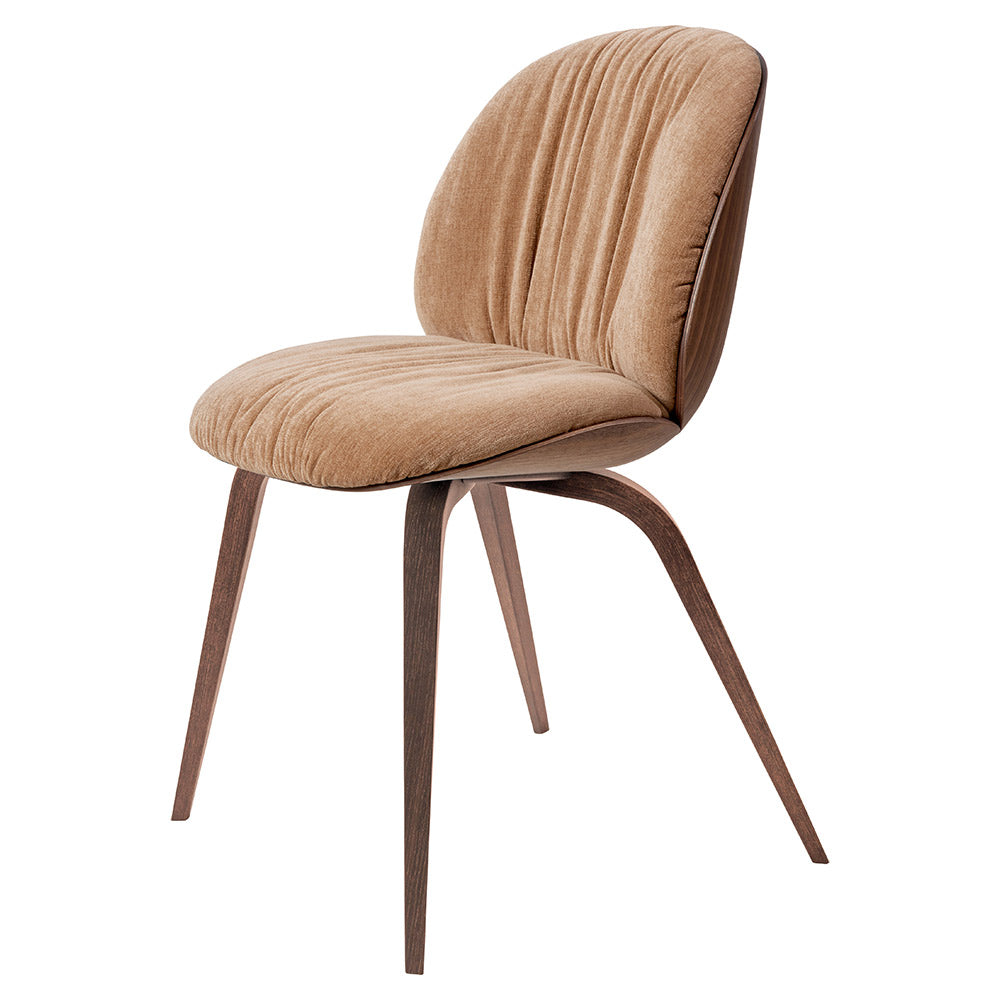Beetle Soft Front Upholstered Dining Chair - Veneer shell, Wood Base