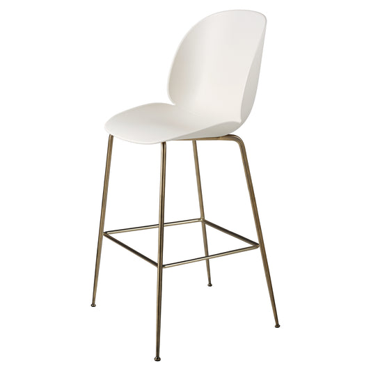 Beetle Unupholstered Bar Chair - Alabaster White, Antique Brass