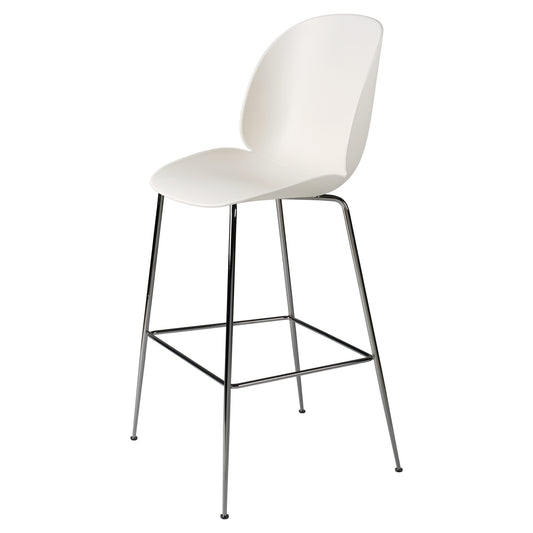 Beetle Unupholstered Bar Chair - Alabaster White, Black Chrome