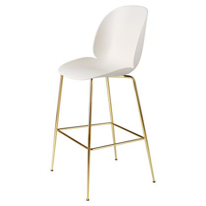 Beetle Unupholstered Bar Chair - Alabaster White, Brass Semi Matte
