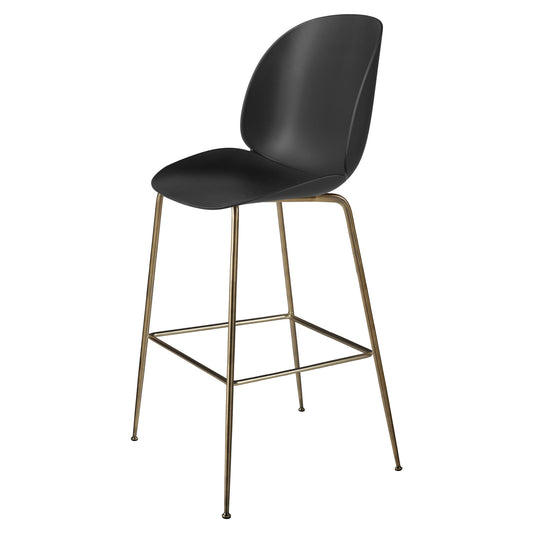 Beetle Unupholstered Bar Chair - Black, Antique Brass Base