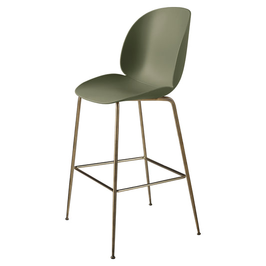 Beetle Unupholstered Bar Chair - Fern Green, Antique Brass Base