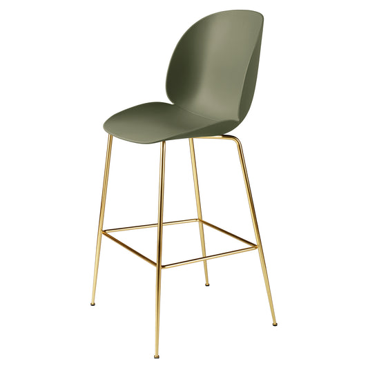 Beetle Unupholstered Bar Chair - Fern Green, Brass Semi Matte Base