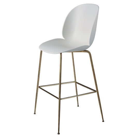 Beetle Unupholstered Bar Chair - Lunar Gray, Antique Brass Base