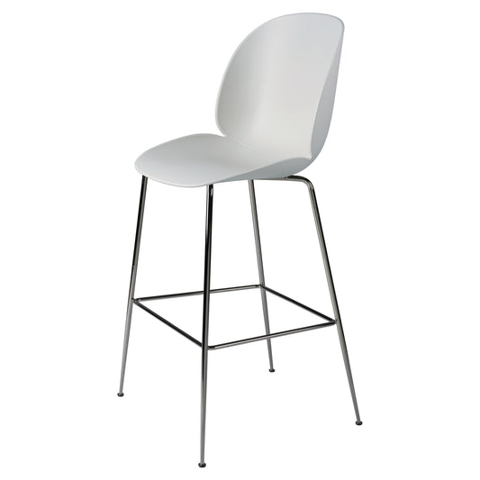 Beetle Unupholstered Bar Chair - Lunar Gray, Black Chrome Base