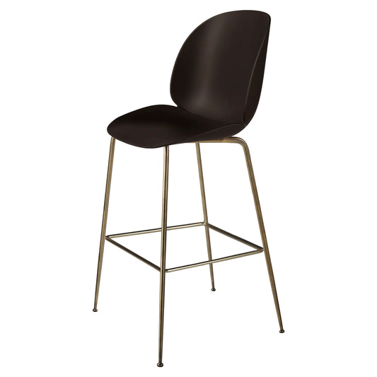 Beetle Unupholstered Bar Chair - Mocha Brown, Antique Brass Base