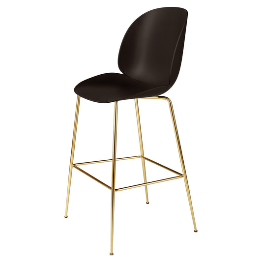 Beetle Unupholstered Bar Chair - Mocha Brown, Brass Semi Matte Base