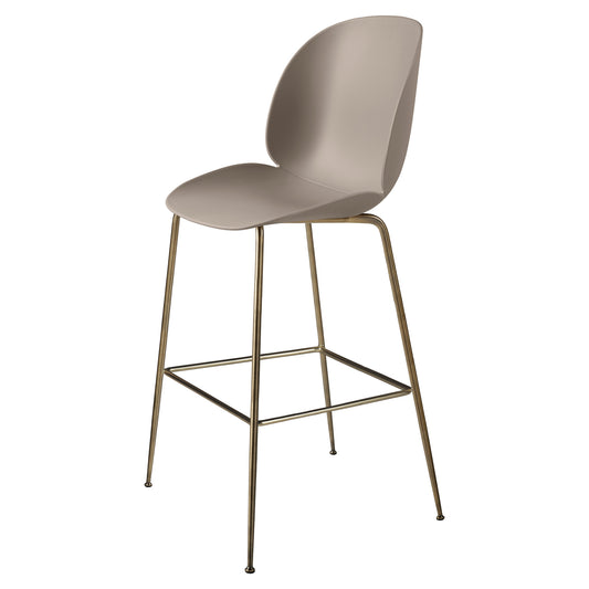 Beetle Unupholstered Bar Chair - New Beige, Antique Brass Base