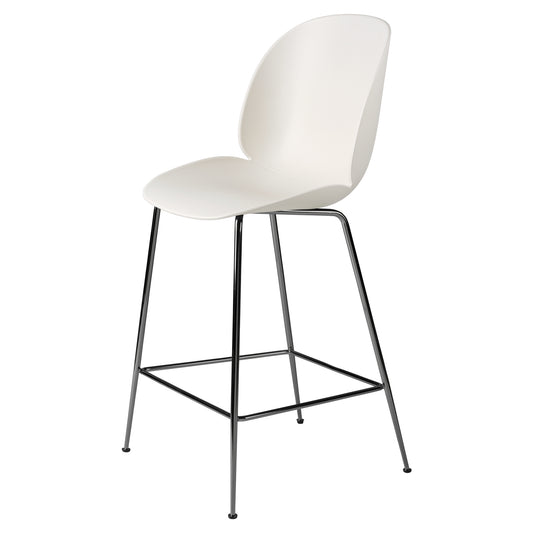 Beetle Unupholstered Counter Chair - Alabaster White, Black Chrome Base