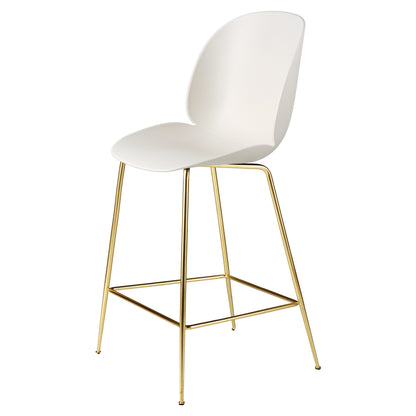 Beetle Unupholstered Counter Chair - Alabaster White, Brass Semi Matte Base