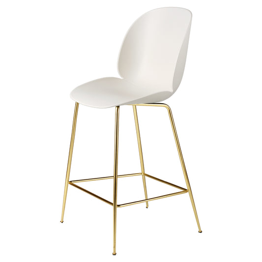 Beetle Unupholstered Counter Chair - Alabaster White, Brass Semi Matte Base