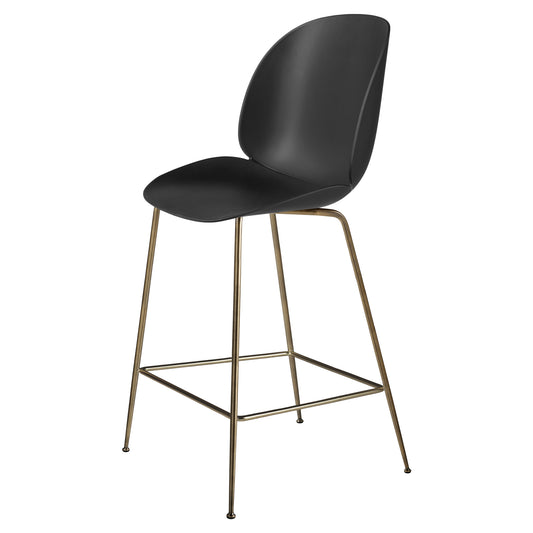 Beetle Unupholstered Counter Chair - Black, Antique Brass Base