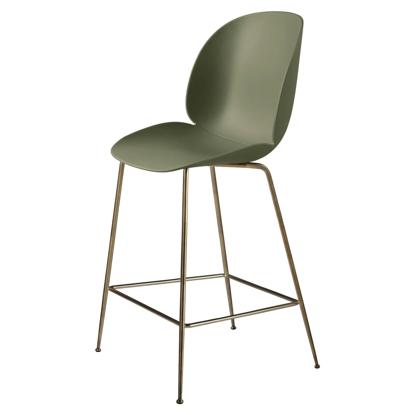 Beetle Unupholstered Counter Chair - Fern Green, Antique Brass Base