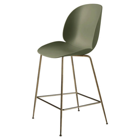 Beetle Unupholstered Counter Chair - Fern Green, Antique Brass Base