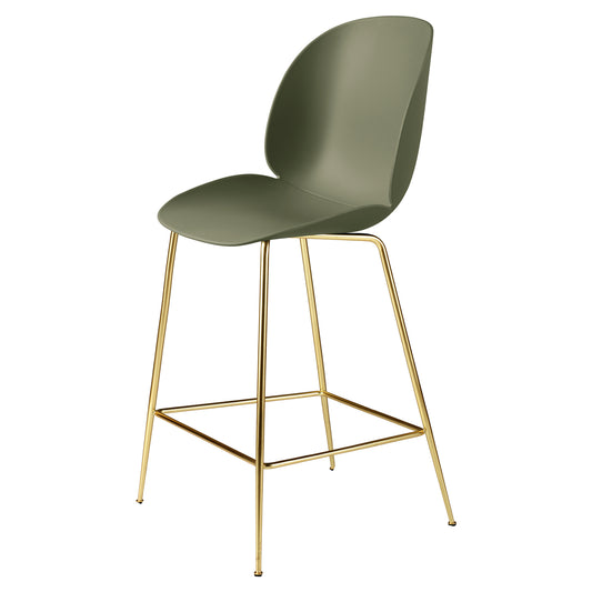 Beetle Unupholstered Counter Chair - Fern Green, Brass Semi Matte Base