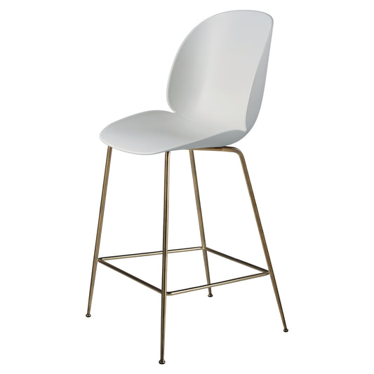 Beetle Unupholstered Counter Chair - Lunar Gray, Antique Brass Base