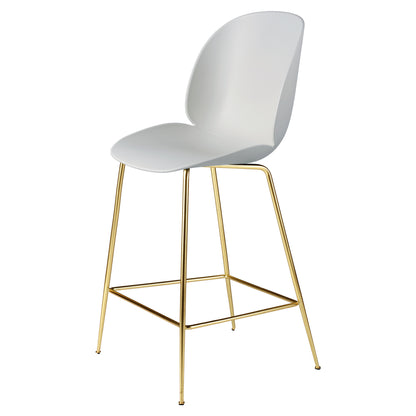 Beetle Unupholstered Counter Chair - Lunar Gray, Brass Semi Matte Base
