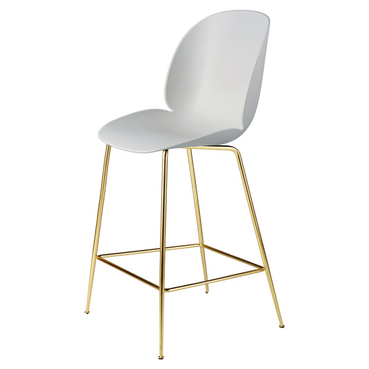 Beetle Unupholstered Counter Chair - Lunar Gray, Brass Semi Matte Base