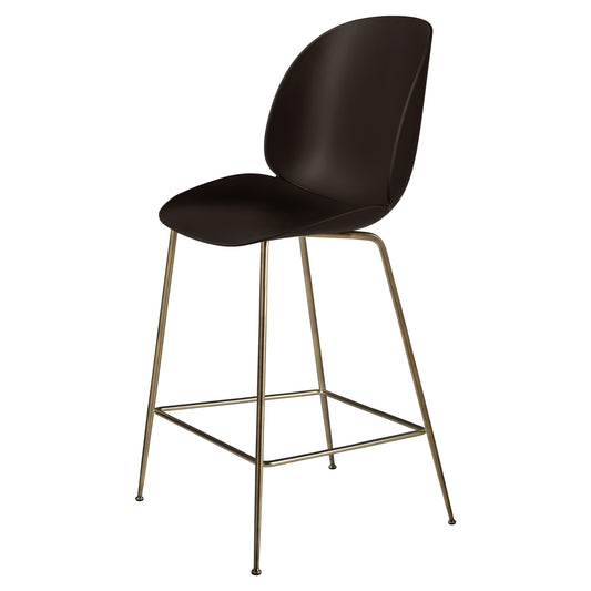Beetle Unupholstered Counter Chair - Mocha Brown, Antique Brass Base