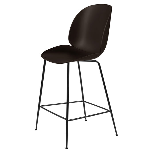 Beetle Unupholstered Counter Chair - Mocha Brown, Black Matte Base