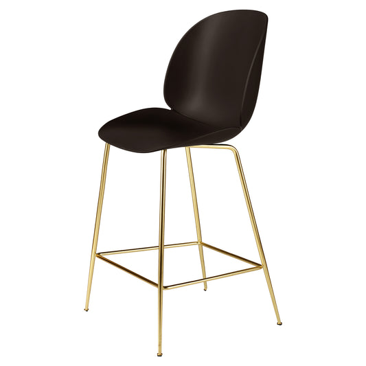 Beetle Unupholstered Counter Chair - Mocha Brown, Brass Semi Matte Base