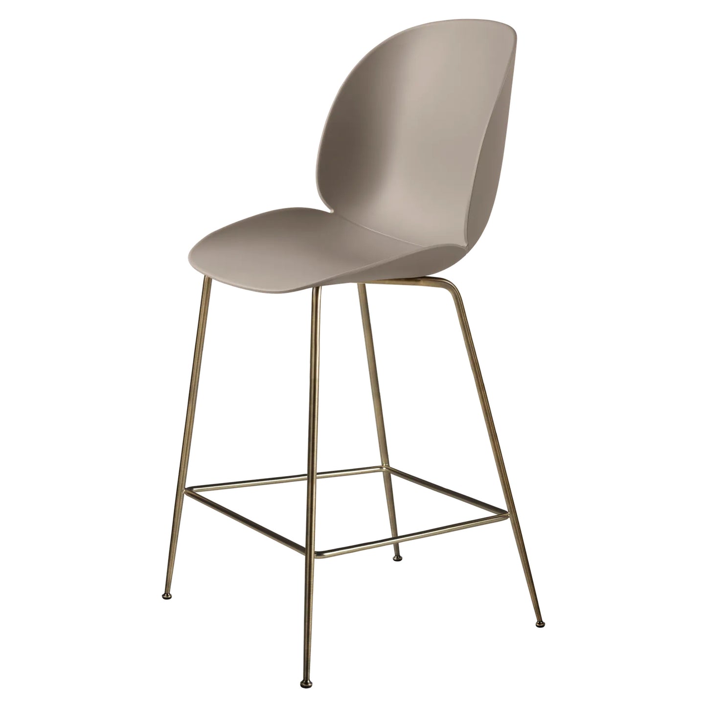 Beetle Unupholstered Counter Chair - New Beige, Antique Brass Base