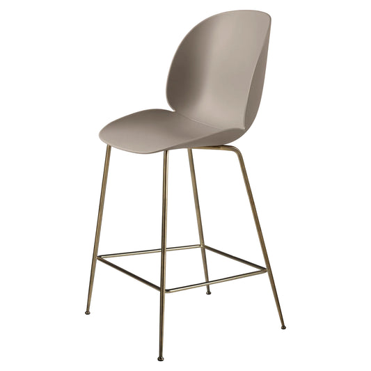 Beetle Unupholstered Counter Chair - New Beige, Antique Brass Base