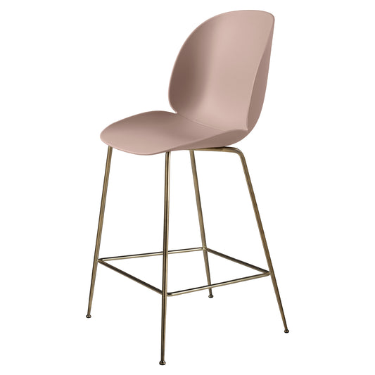Beetle Unupholstered Counter Chair - Sweet Pink, Antique Brass Base