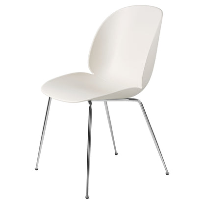 Beetle Unupholstered Dining Chair - Alabaster White, Chrome Base