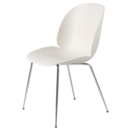Beetle Unupholstered Dining Chair - Alabaster White, Chrome Base