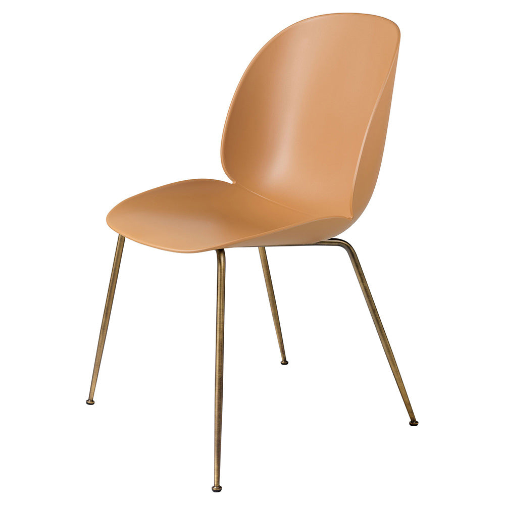 Beetle Unupholstered Dining Chair - Amber Brown, Antique Brass Base
