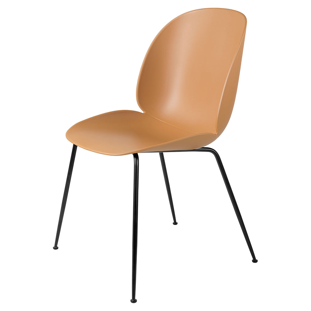 Beetle Unupholstered Dining Chair - Amber Brown, Black Matte Base