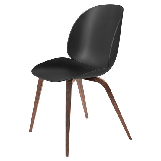 Beetle Unupholstered Dining Chair - Black, American Walnut Base