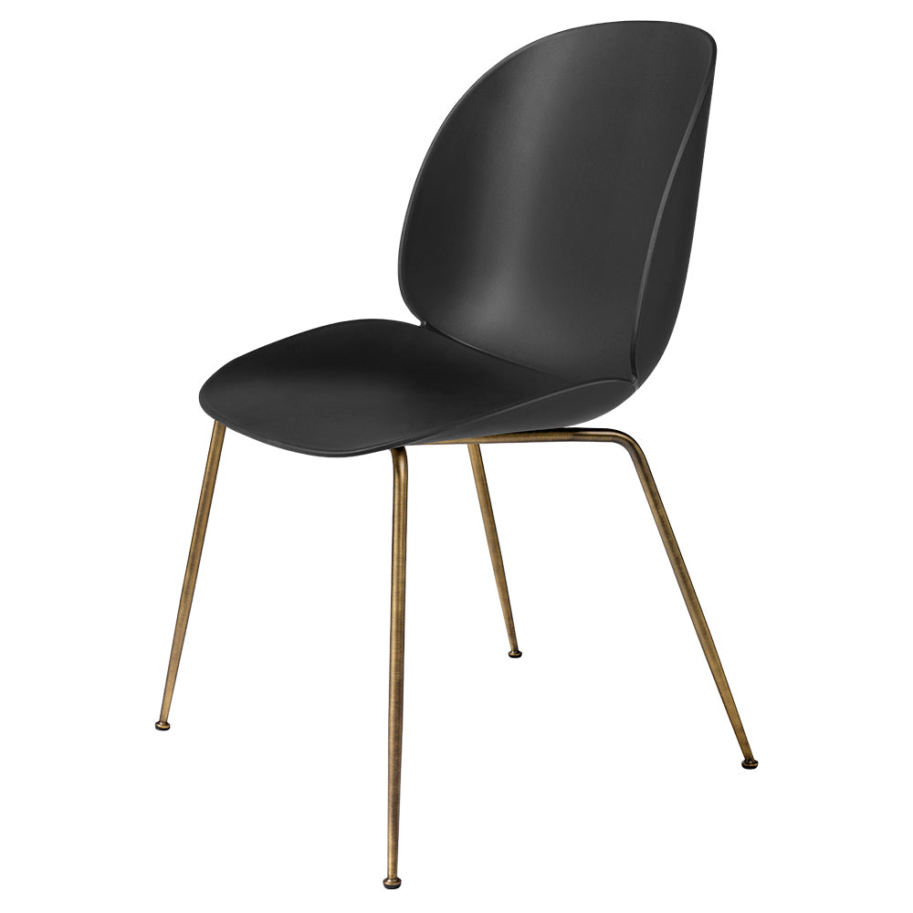 Beetle Unupholstered Dining Chair - Black, Antique Brass Base