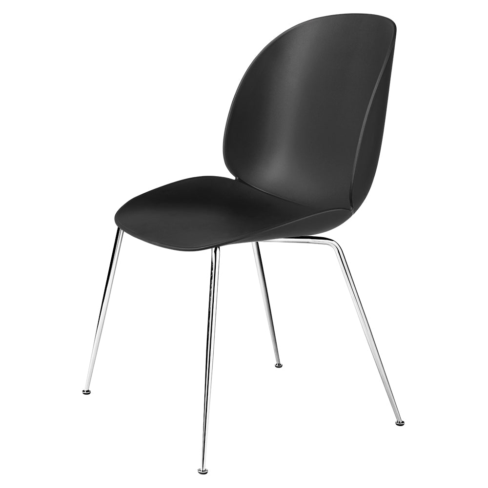 Beetle Unupholstered Dining Chair - Black, Chrome Base