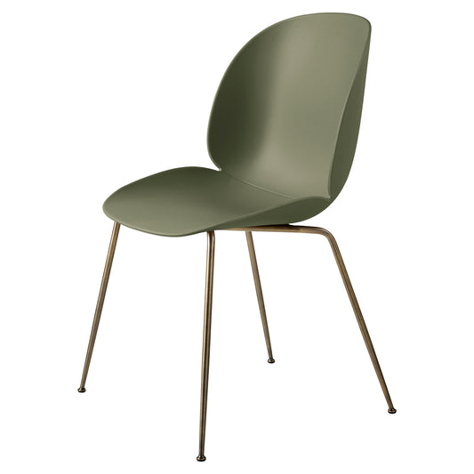 Beetle Unupholstered Dining Chair - Fern Green, Antique Brass Base