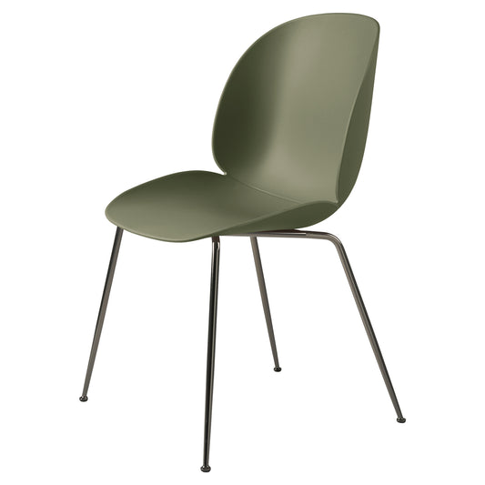 Beetle Unupholstered Dining Chair - Fern Green, Black Chrome Base