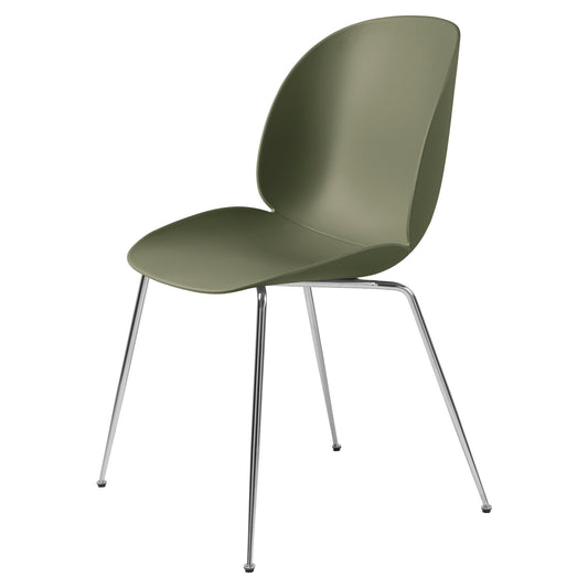Beetle Unupholstered Dining Chair - Fern Green, Chrome Base