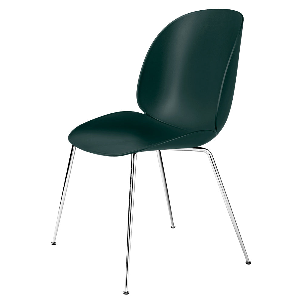 Beetle Unupholstered Dining Chair - Green, Chrome Base