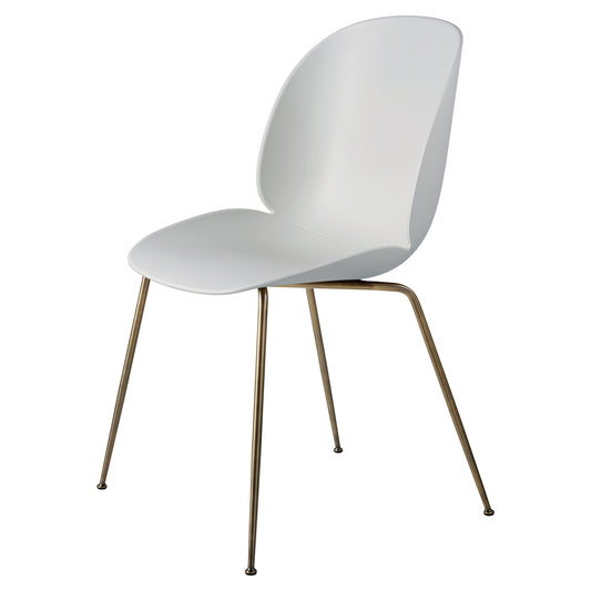 Beetle Unupholstered Dining Chair - Lunar Gray, Antique Brass Base