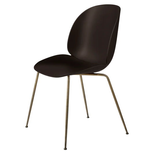 Beetle Unupholstered Dining Chair - Mocha Brown, Antique Brass Base