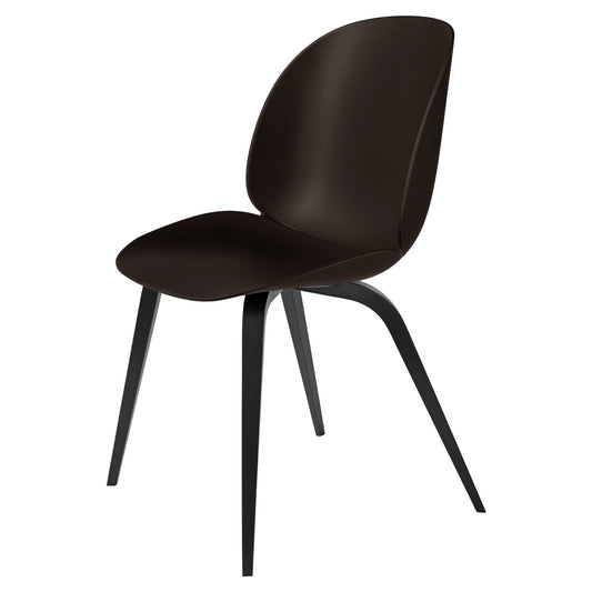 Beetle Unupholstered Dining Chair - Mocha Brown, Black Stained Beech Semi Matte Lacquered Base