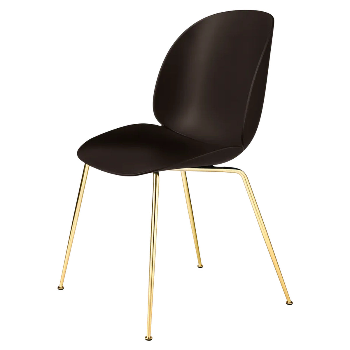 Beetle Unupholstered Dining Chair - Mocha Brown, Brass Semi Matte Base