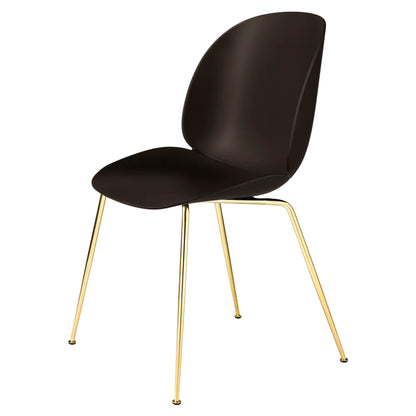 Beetle Unupholstered Dining Chair - Mocha Brown, Brass Semi Matte Base