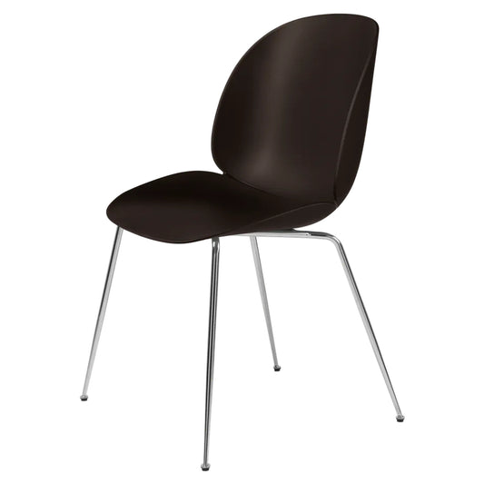 Beetle Unupholstered Dining Chair - Mocha Brown, Chrome Base