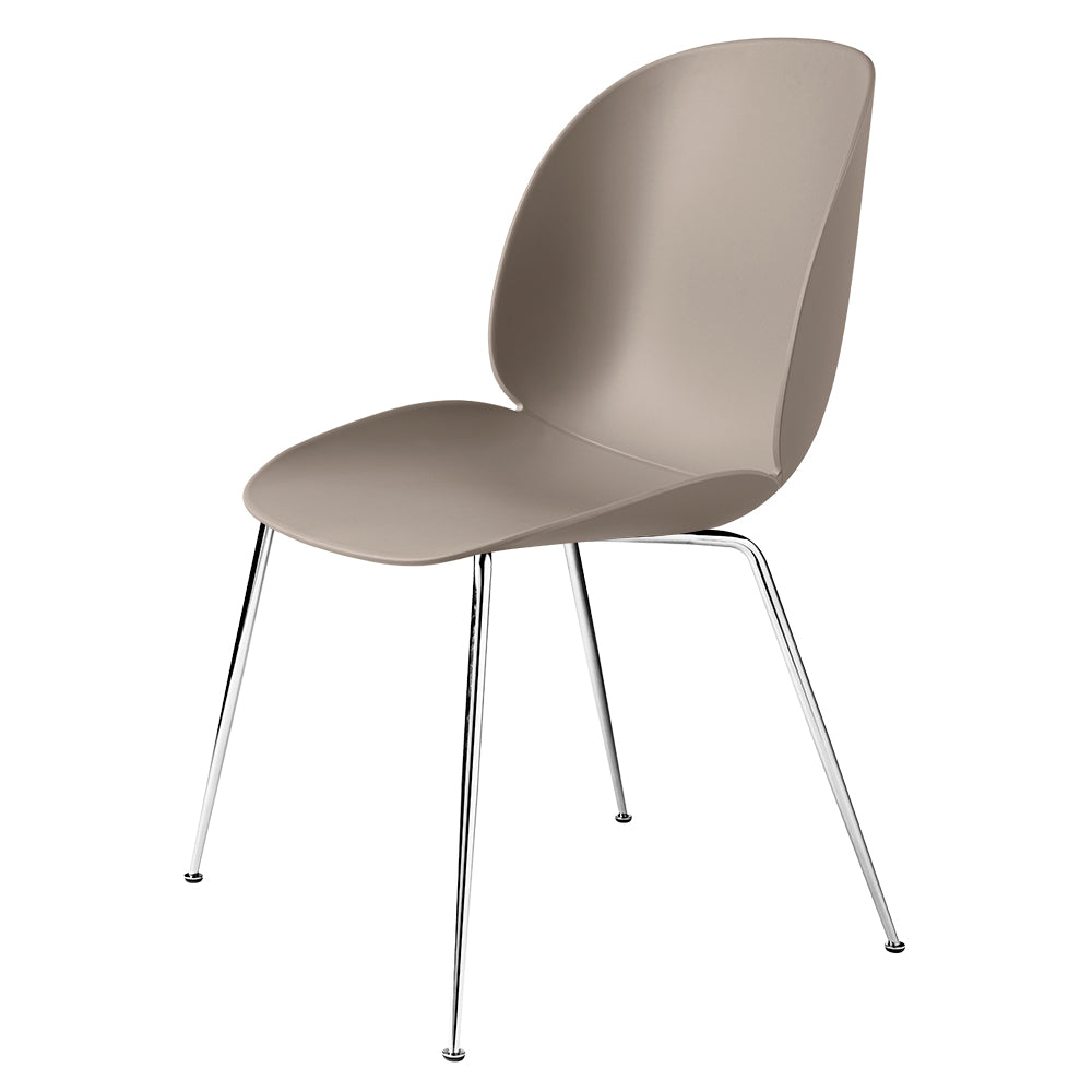Beetle Unupholstered Dining Chair - New Beige, Chrome Base
