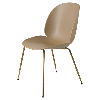 Beetle Unupholstered Dining Chair - Pebble Brown, Antique Brass Base