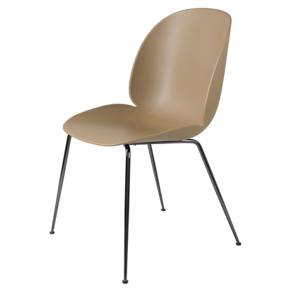 Beetle Unupholstered Dining Chair - Pebble Brown, Black Chrome Base